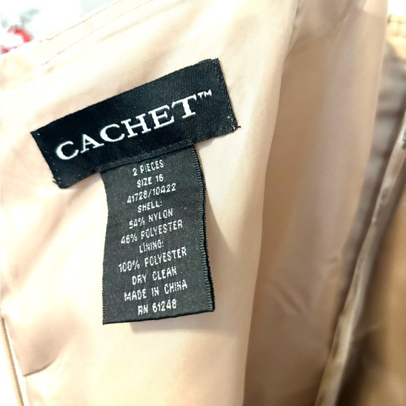 NWOT CACHE’ SATIN CHAMPAGNE MAXI LENGTH FORMAL FULLY LINED FORMAL  DRESS. SZ 16 - Picture 7 of 13